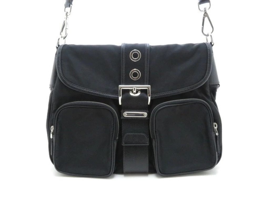 Prada Tessuto Saffiano shoulder bag calfskin black